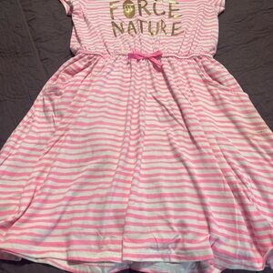 cat jack girls dress size 10/12 Pink Striped Short Sleeve